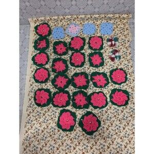 Crochet Flower‎ Appliques Patches Lot Pink Green Blue Craft Supplies